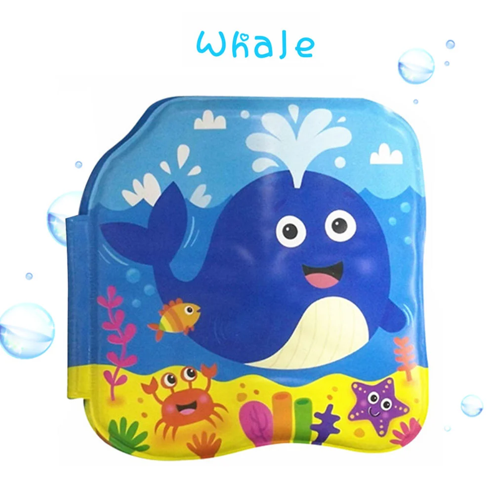2Pcs PVC Bathing Cloth Book Kids Educational Book Early Learning Toy Fabric Toy Blue (Sea Horse, Whale)