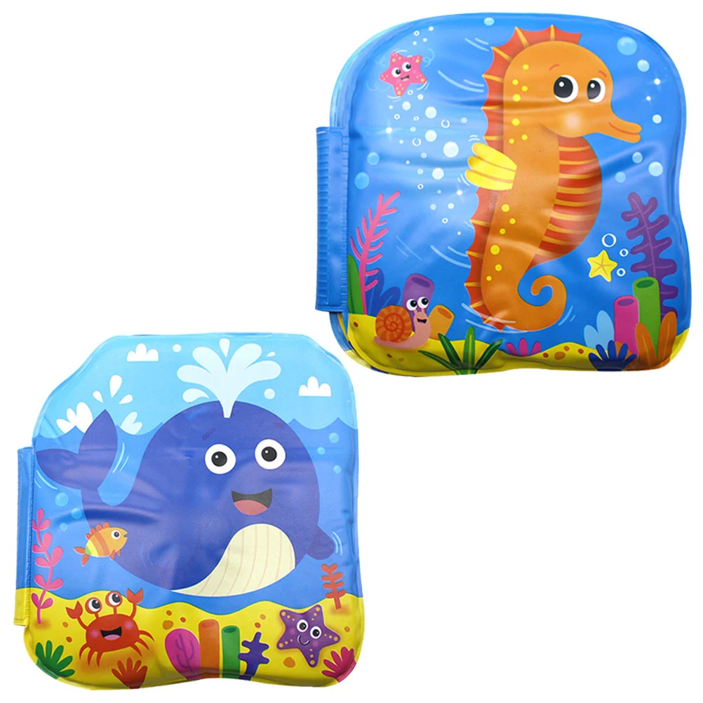2Pcs PVC Bathing Cloth Book Kids Educational Book Early Learning Toy Fabric Toy Blue (Sea Horse, Whale)