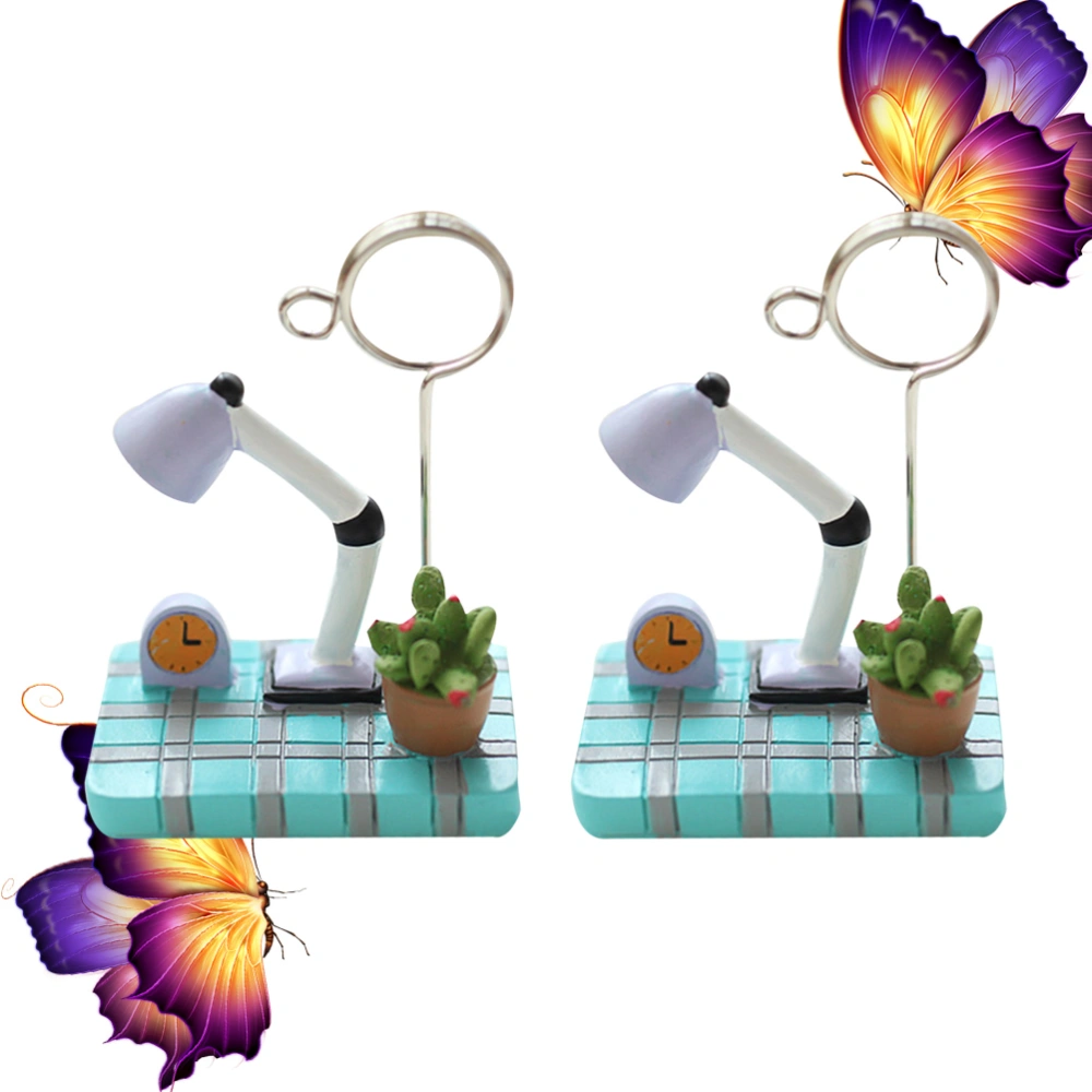 2pcs Mini Table Lamp Note Clamp Bonsai Photo Clips Fashion Creative Picture Clips Home Desktop Decor