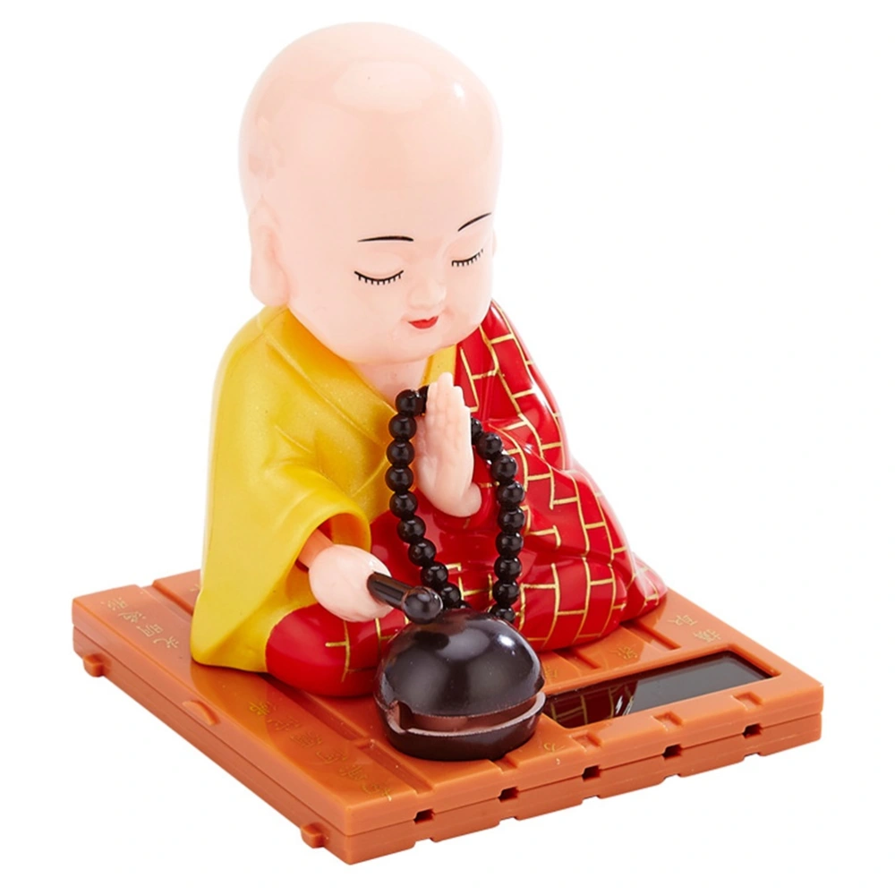 Solar Powered Shaking Head Buddhist Monk Figurines Car Dashboard Decorations