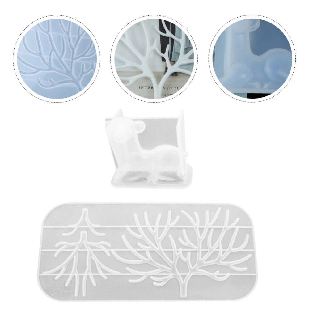 2pcs Practical Epoxy Antler Tree Branch Decor Molds Silicone Handcraft Mold