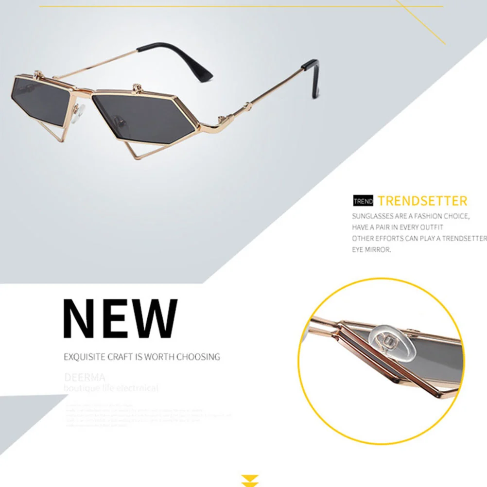 Punk Style Eyeglasses Eyewear Cat Eye Shaped Shades Fashion Sun Glasses Grey (Golden Frame)