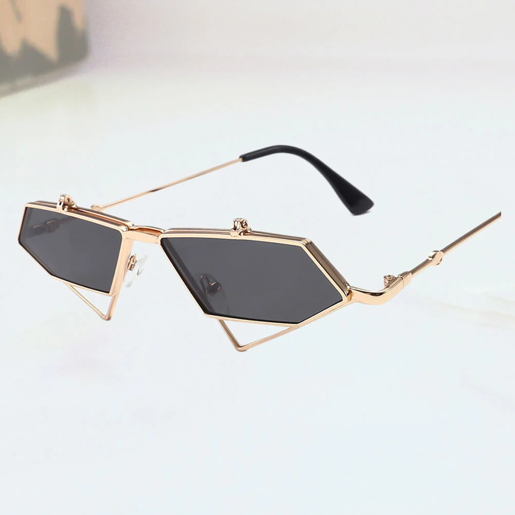 Punk Style Eyeglasses Eyewear Cat Eye Shaped Shades Fashion Sun Glasses Grey (Golden Frame)