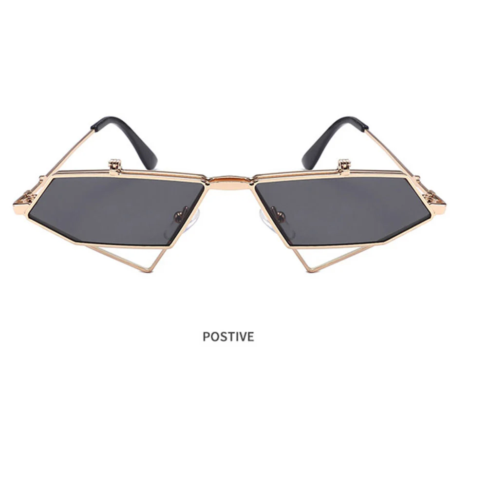 Punk Style Eyeglasses Eyewear Cat Eye Shaped Shades Fashion Sun Glasses Grey (Golden Frame)