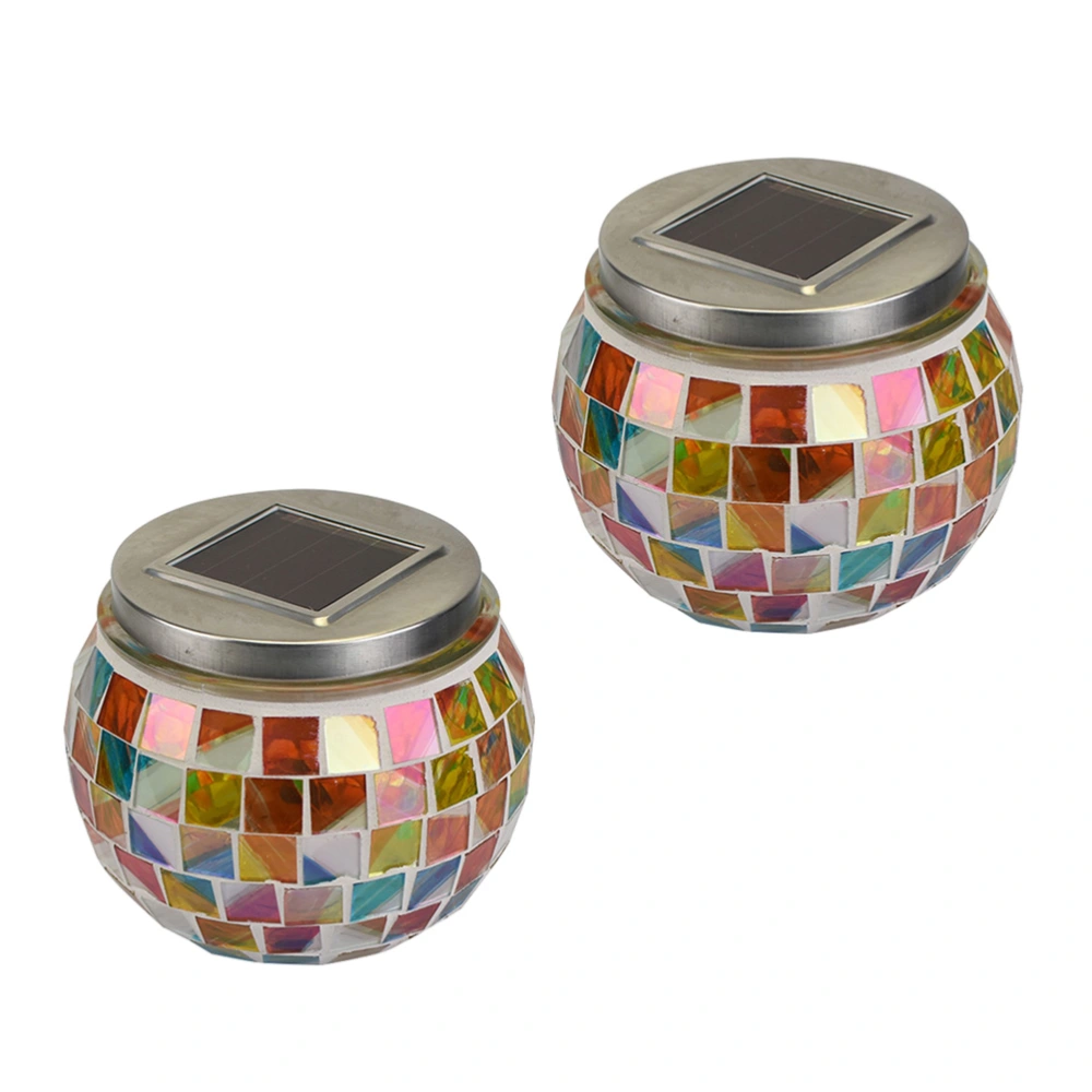 2pcs Solar LED Colorful Lamp Mosaic Glass Ball Jar Light Decorative Lights for Home Garden Party