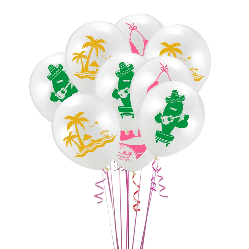 24 Pcs Balloons Set Hawaiian Party Balloons Pink Bikini Cactus Beach Style Printed Balloons Kit for Wedding Baby Birthday