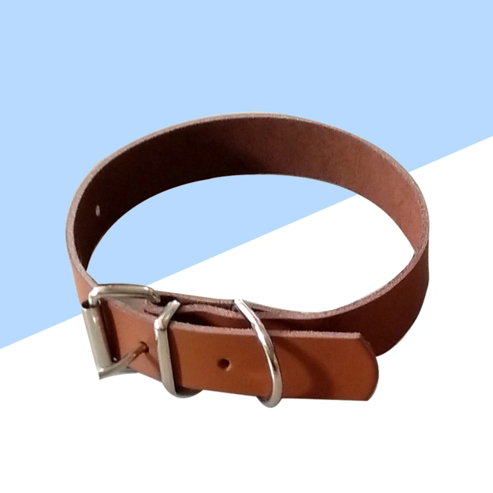 Pet Collars Luxury Cow Leather Plain Pet Dog Puppy Collar for Small and Medium Dogs - Size XS (Brown)