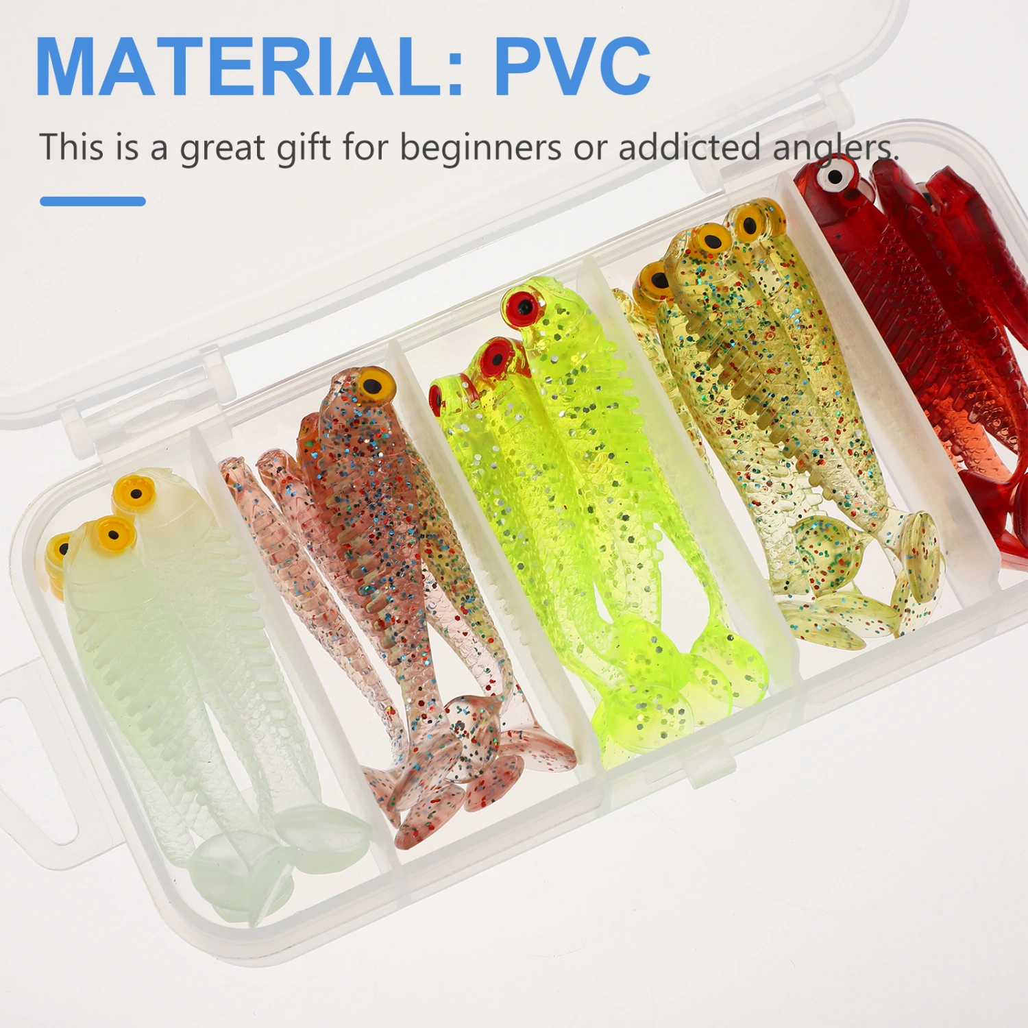 30Pcs Supple Plastic Fishing Lures Vivid Lures for Pike Perch Trout with Box (Assorted Color)
