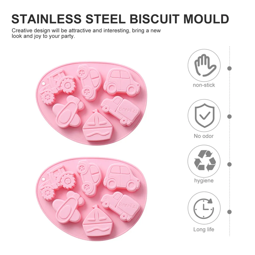 2pcs Vehicle Theme Candy Chocolate Molds 3D Vehicle Silicone Fondant Mold