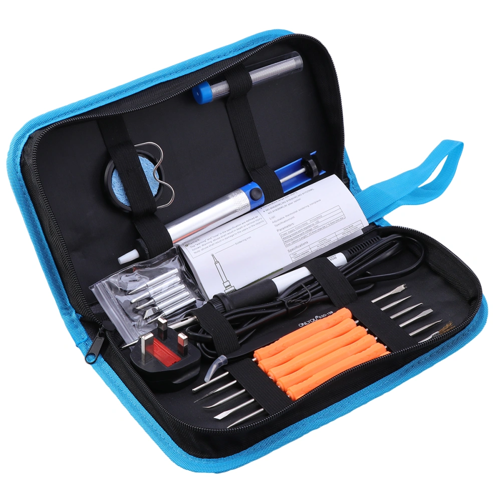 60W Adjustable Temperature Electric Welding Soldering Iron Tool Kit With UK Plug