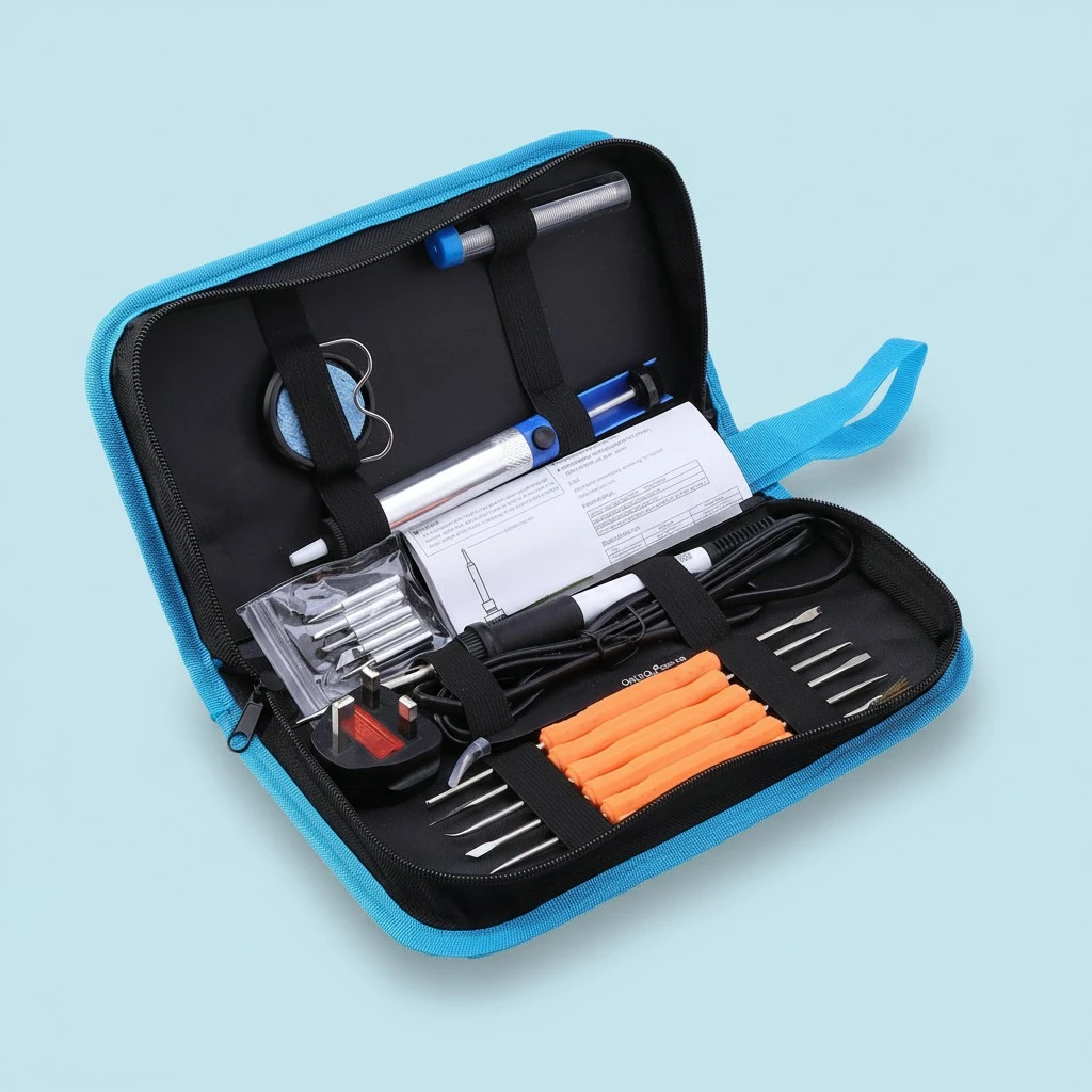 60W Adjustable Temperature Electric Welding Soldering Iron Tool Kit With UK Plug