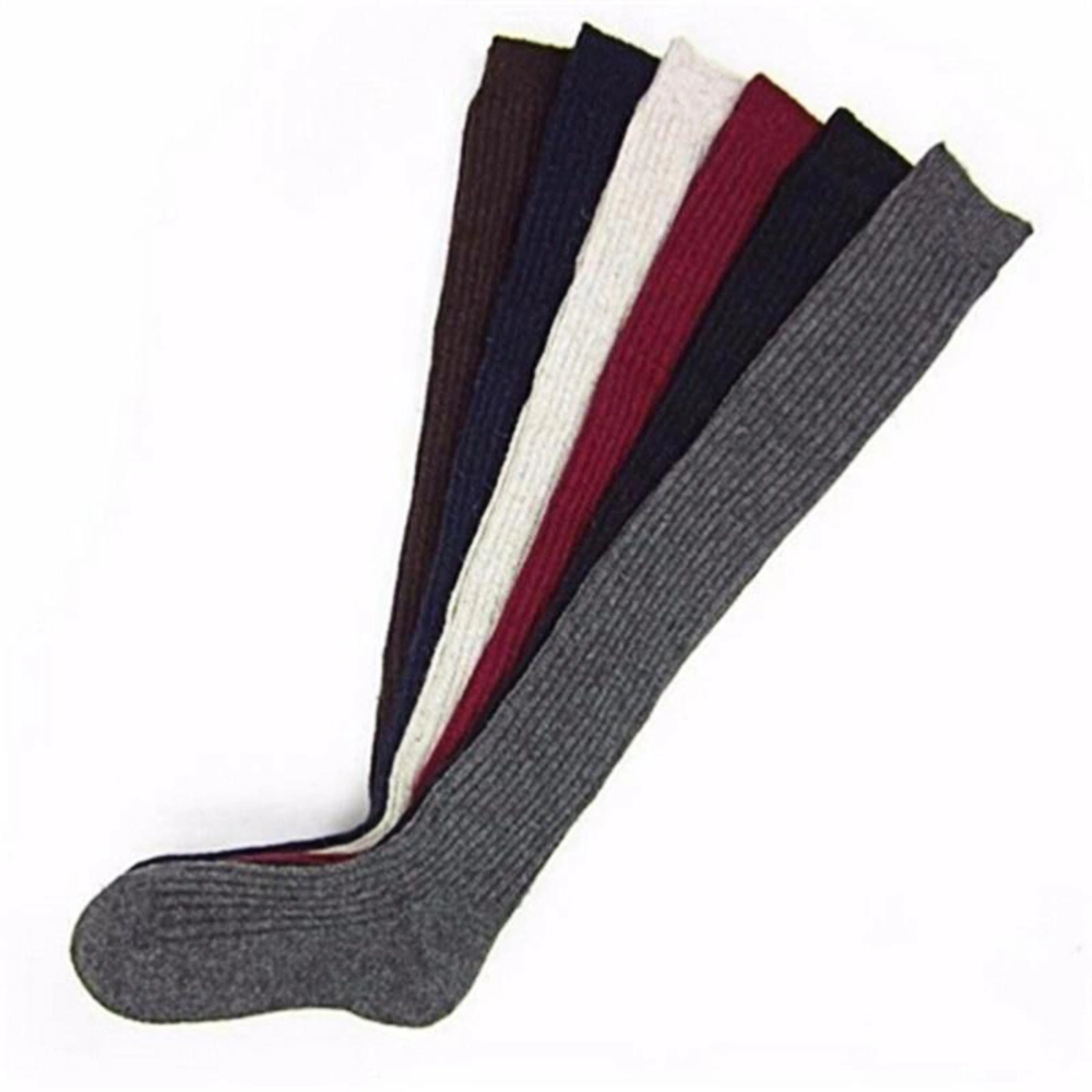 Autumn Winter Warm Women Knit Crochet Cotton Thick Long Socks Thigh-High Leggings (Black)