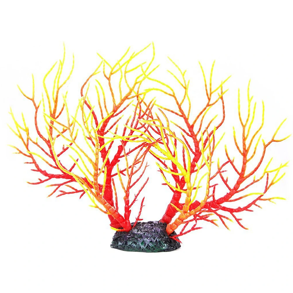 Artificial Coral Fish Tank Ornament Aquarium Decoration (Red+Yellow)