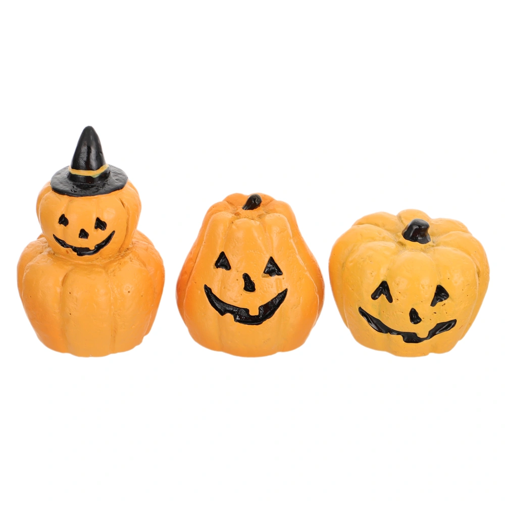 3Pcs Halloween Pumpkin Shaped Ornaments Resin Micro Landscapes (Assorted Color)