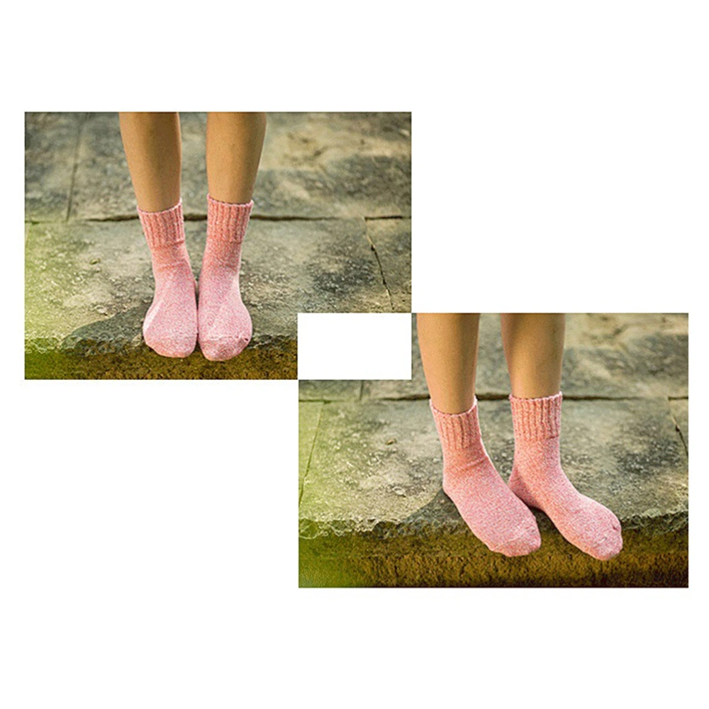 Women's Vintage Style Fashion Warm Thick Cotton Socks Casual Winter Crew Socks (Pink)