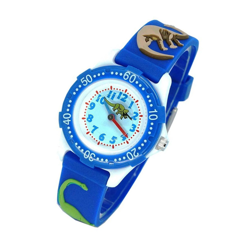 1Pc Kids Cartoon Watch Creative Dinosaur Pattern Watch Simplicity Waterproof Quartz Watch (Blue)