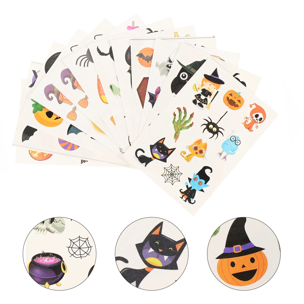 24 Sheets Temporary Tattoos Kids Paper Halloween Supplies Fake Tattoos Stickers