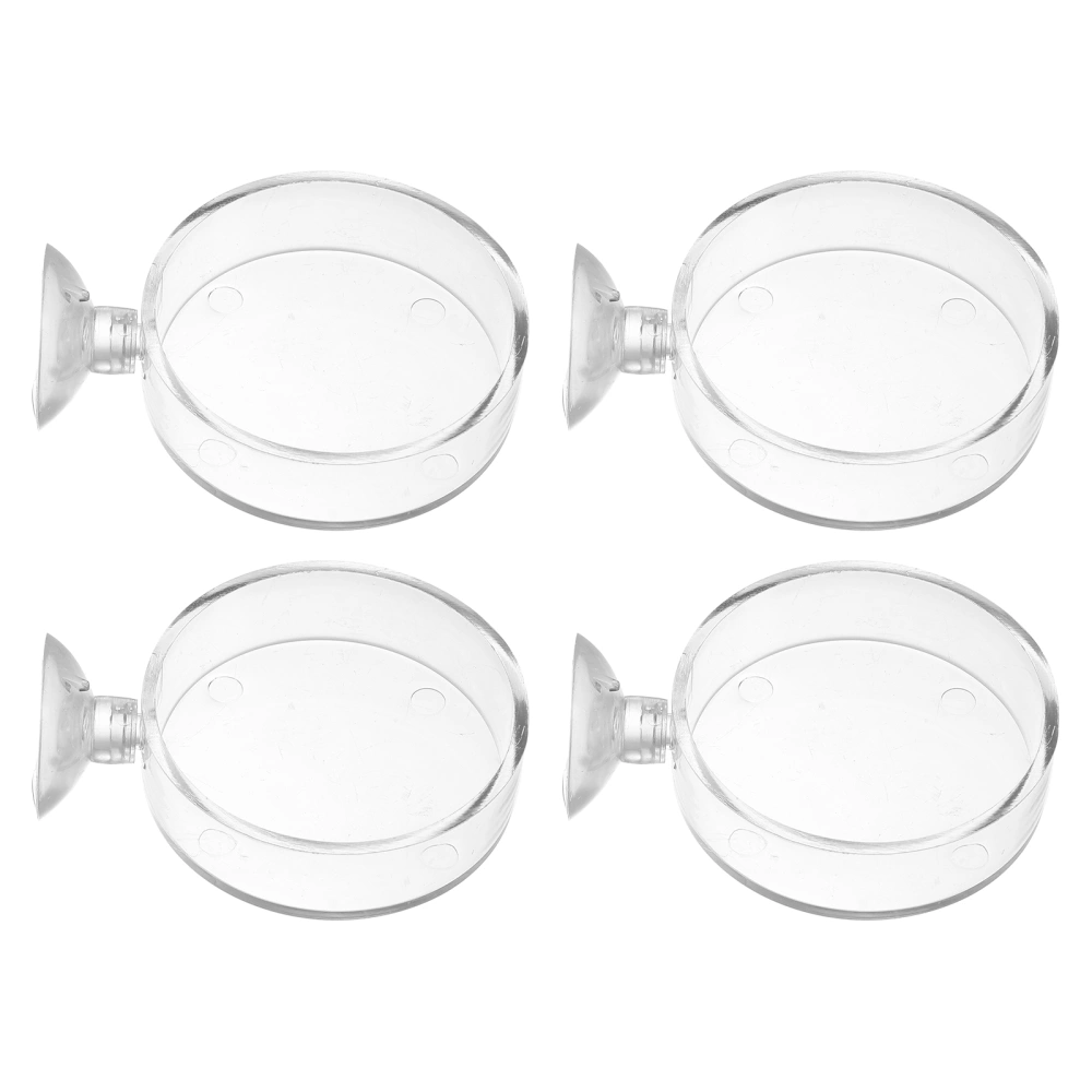 4pcs Fish Tank Shrimp Tank Acrylic Feeding Tray with Suction Cup for Home