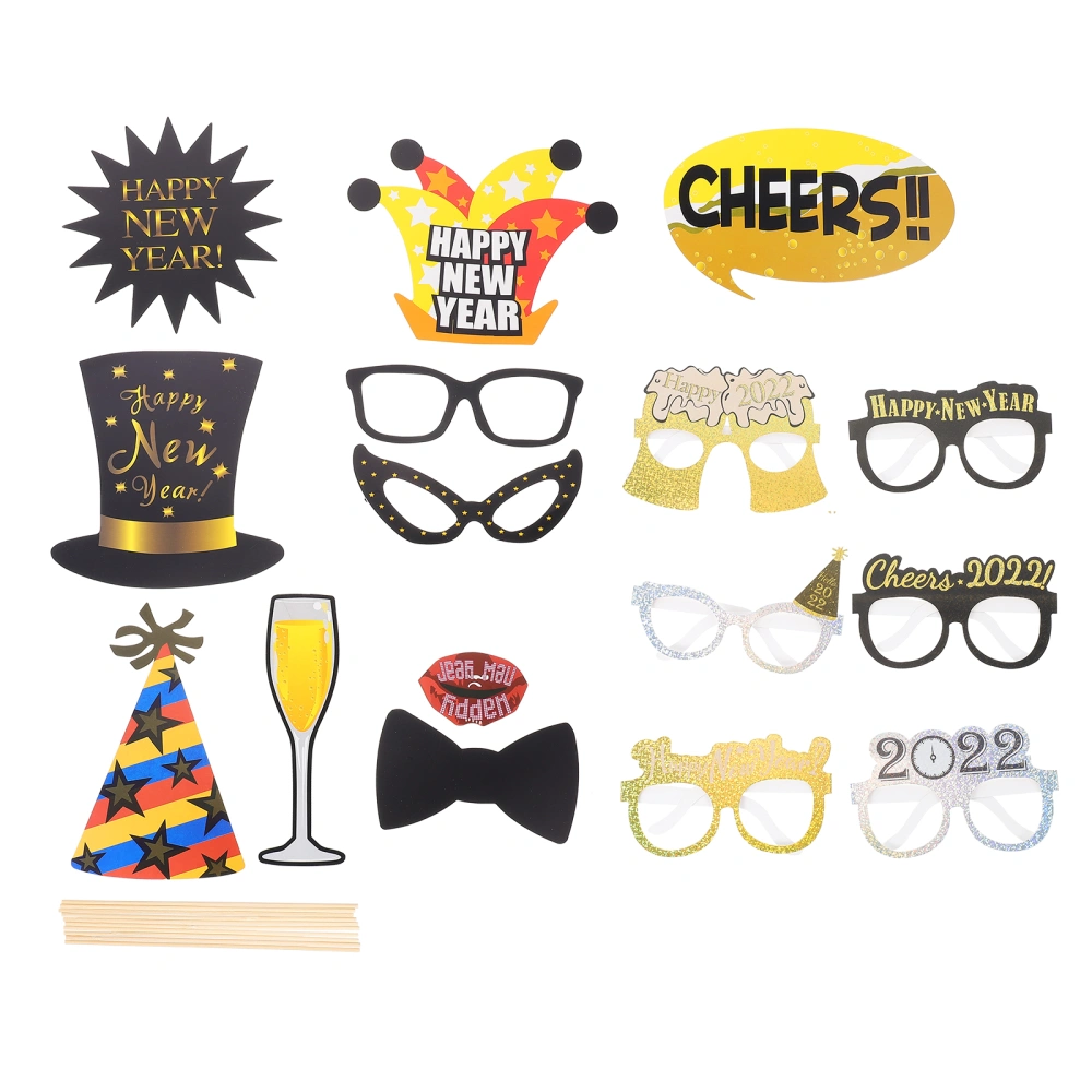 1 Set New Year Party Photo Props Decorative 2022 Glasses Party Supplies