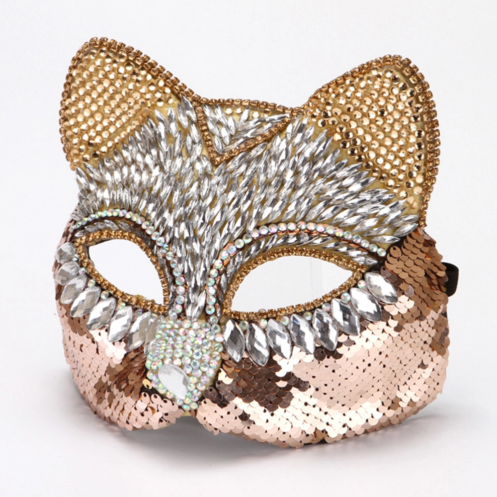 Diamond-encrusted and Cat Mask Cat Face Masks Half-faced Cat Mask Performance Prop for Adults (Yellow)