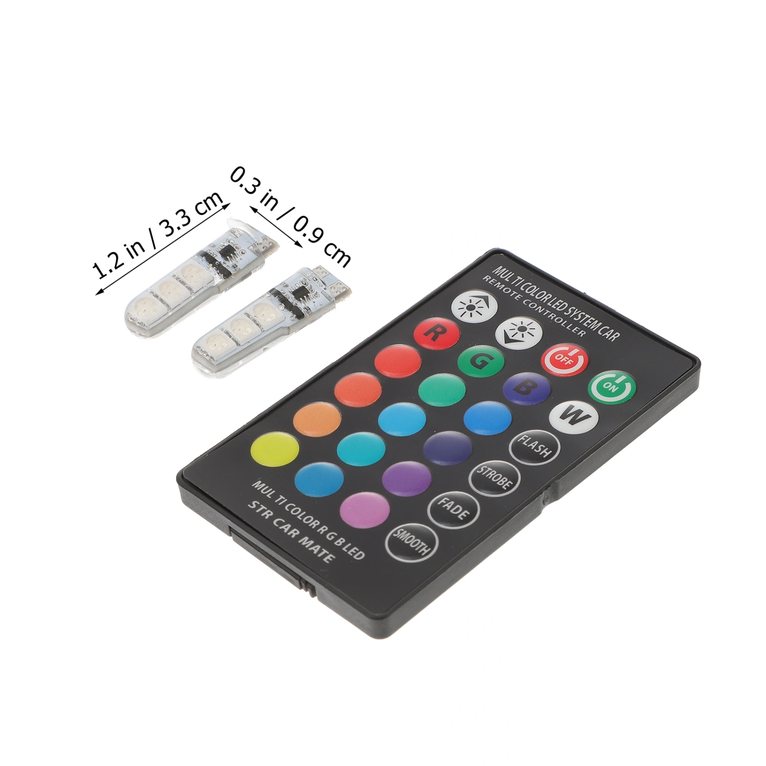 2 PCS T10 Car Bulbs RGB COB LED Strobe Lights Mood Lamps (Black)