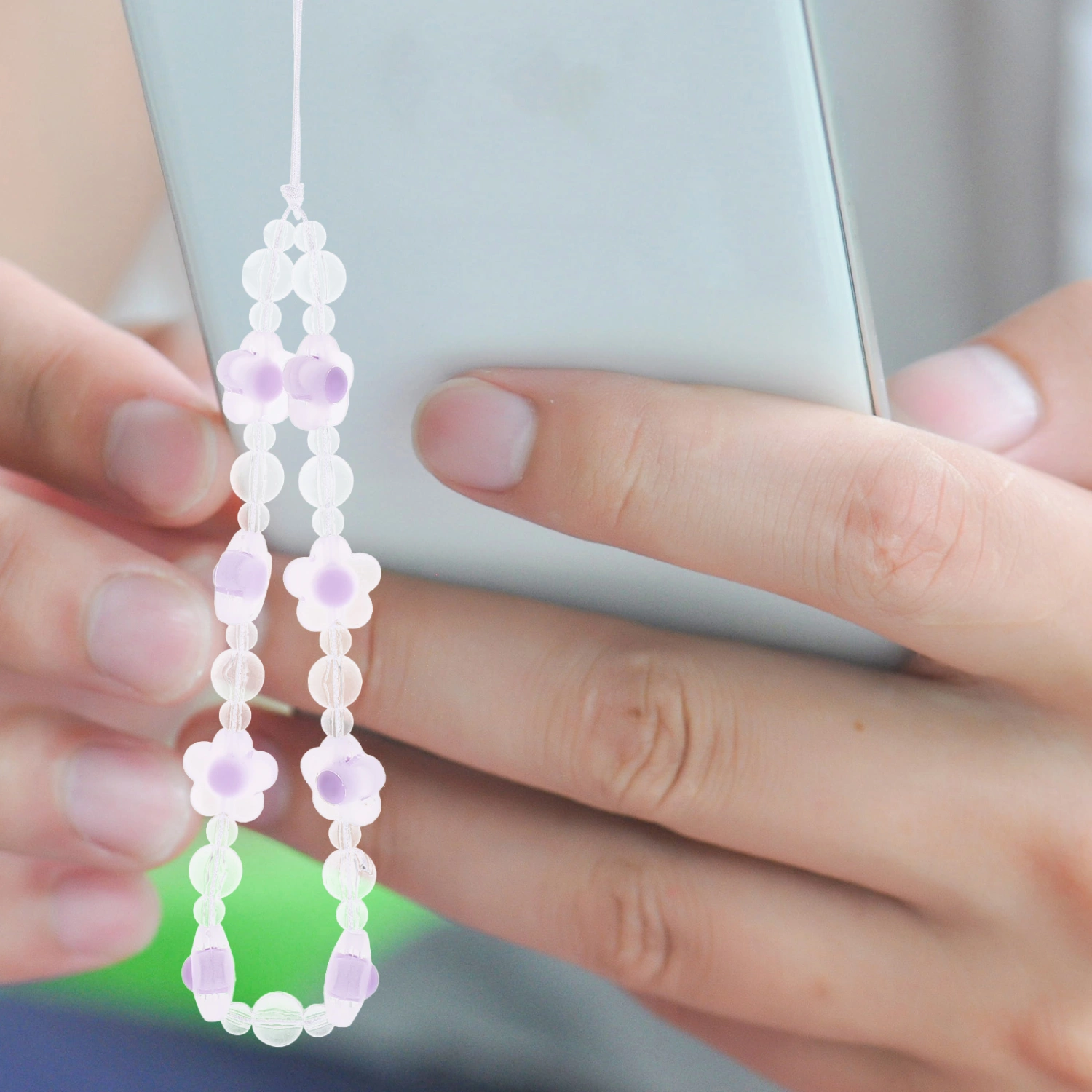 Phone Charm Phone Chain Strap Flower Decoration Beaded Phone Lanyard Strap