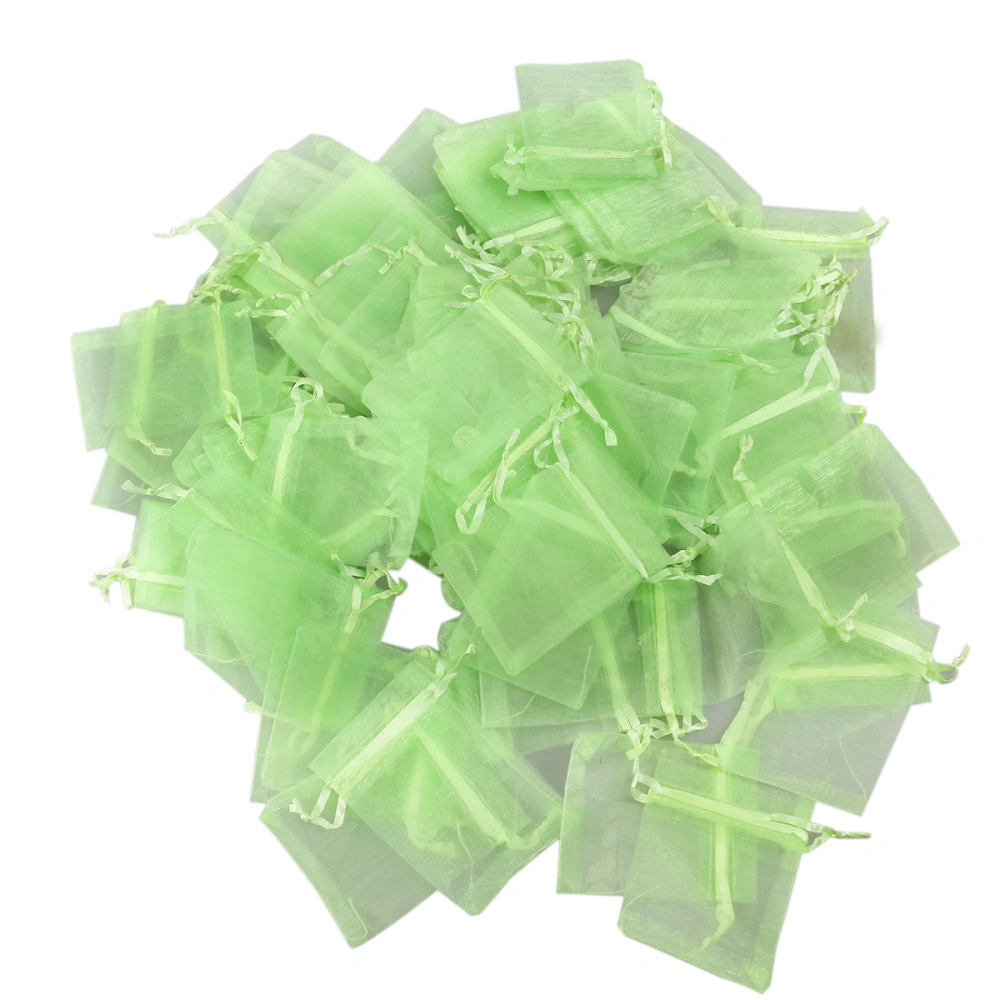 7*9cm Organza Drawstring Gift Bags Wedding Favor Bags Jewellery Pouches - 100 pcs/set (Light Green)