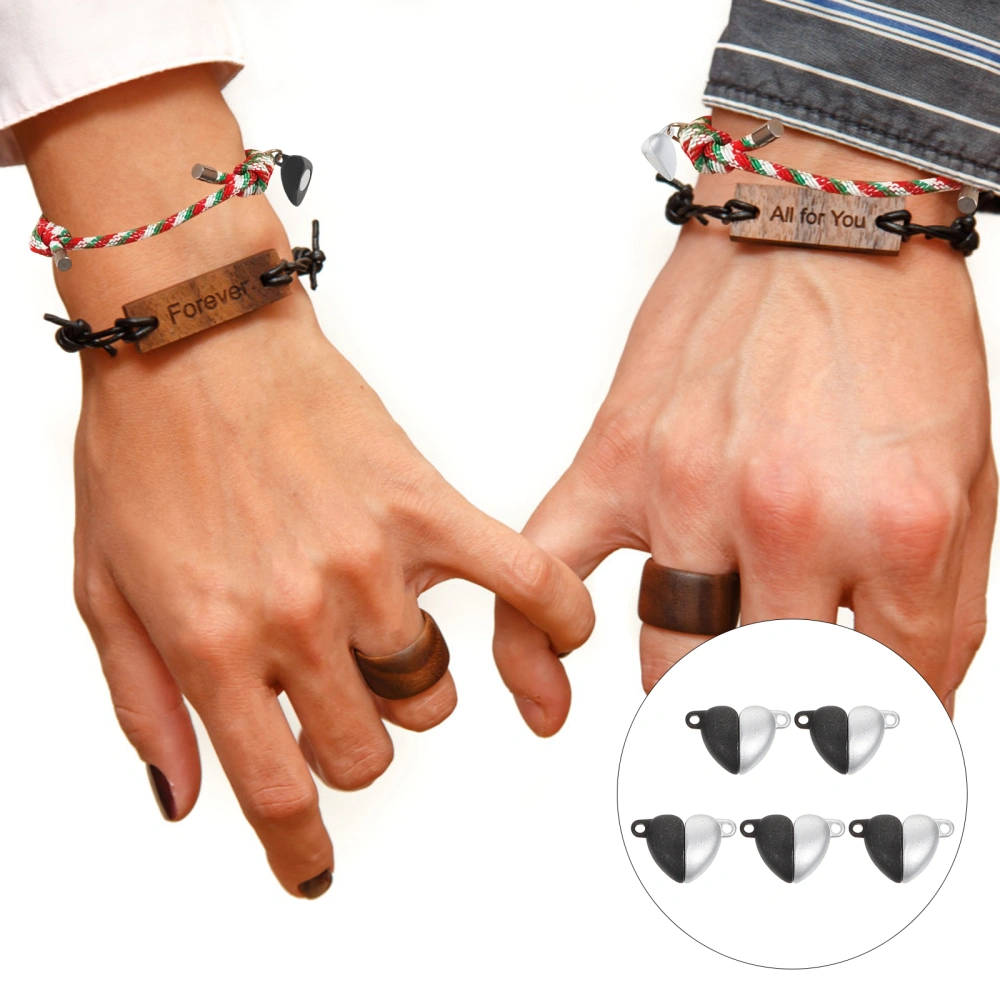 5 Pairs Heart-shaped Magnetic Clasps Couple Bracelet DIY Tools Bracelet Pendants