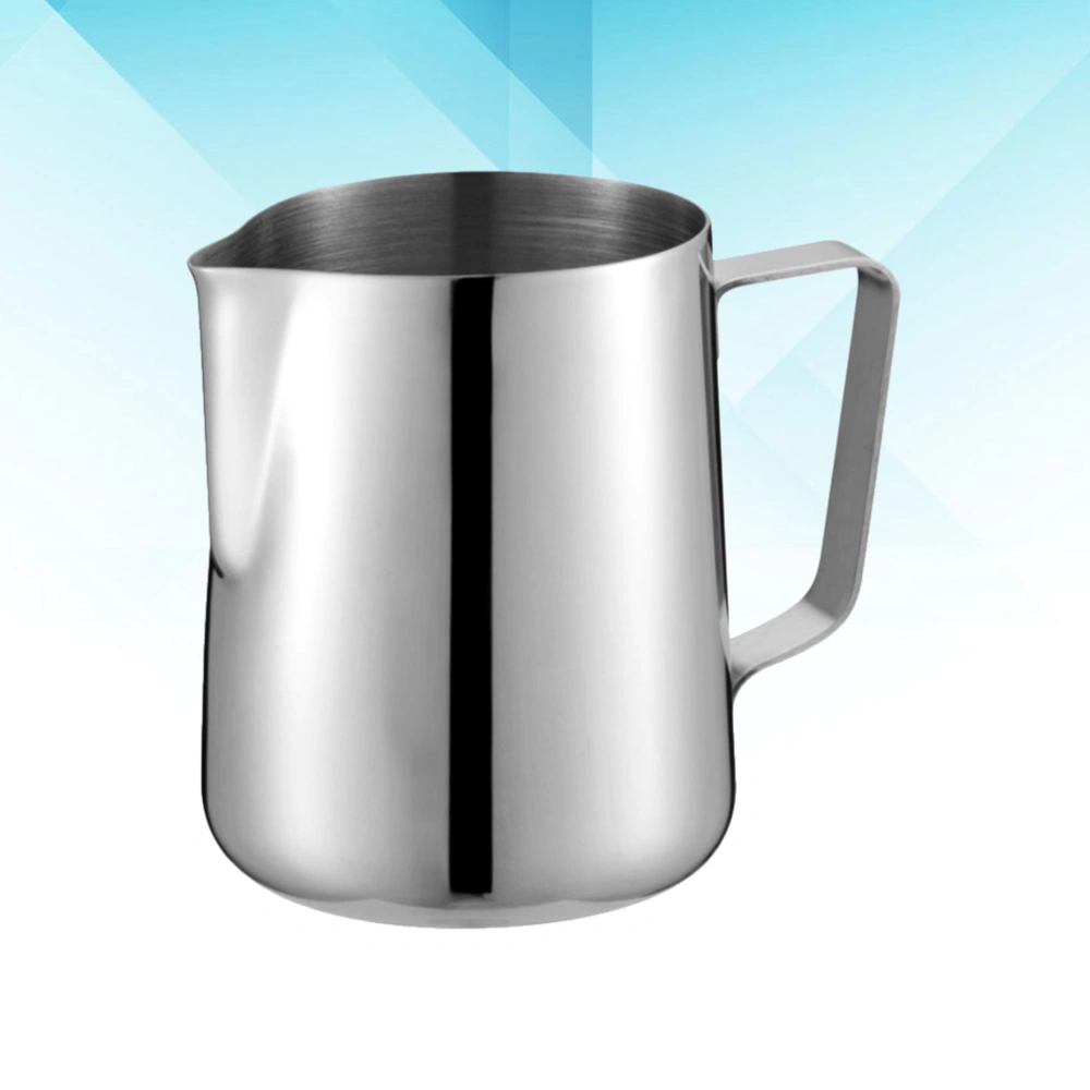 1pc 600ml Stainless Steel Pull Flower Pot Milk Cup Kettle Coffee Milk Cups and Saucers (Silver)