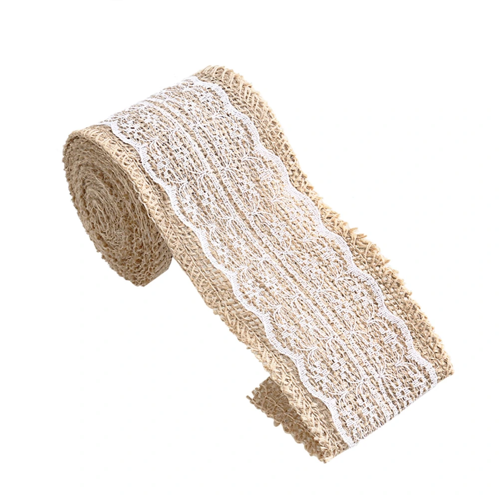 2M*6CM Burlap Beige Lace Craft Ribbon for Craft Wedding Home Decor (Beige)