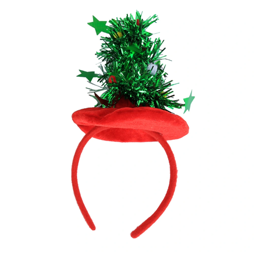 Christmas Tree Shape Hair Band Hair Paillette Xmas Headdress Party Favors Photo Props for Kids Adults (Red)