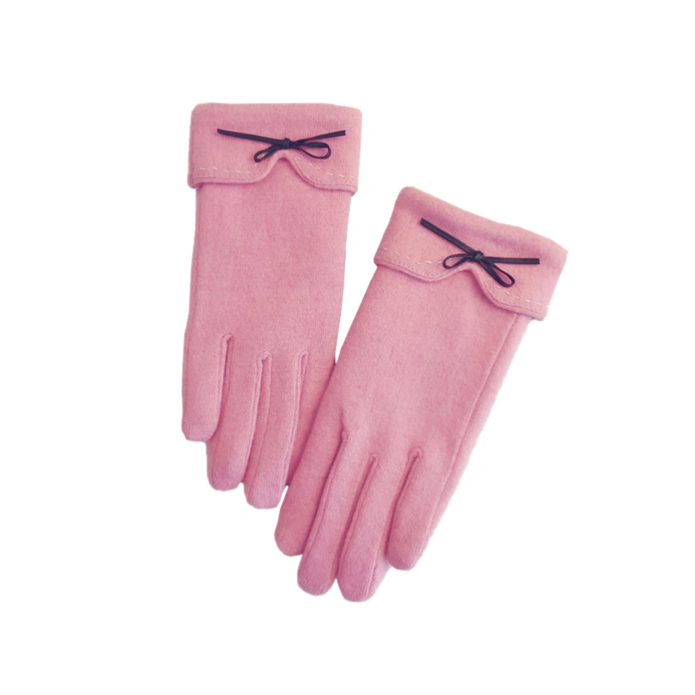 Woollen Gloves for Winter and Autumn Plush and Thick Gloves Warm Touch Screen Cashmere Gloves(Pink)