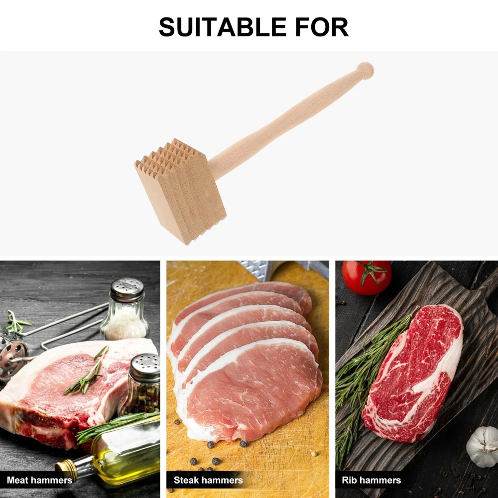 1PC Beech Wood Square Hammer Household Meat Hammer Practical Beef Steak Hammer