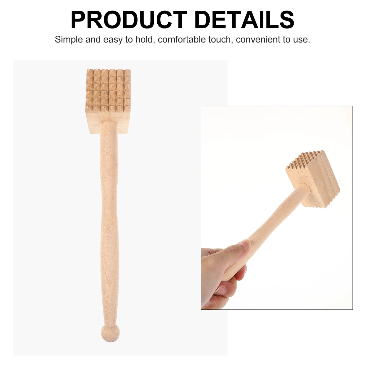1PC Beech Wood Square Hammer Household Meat Hammer Practical Beef Steak Hammer