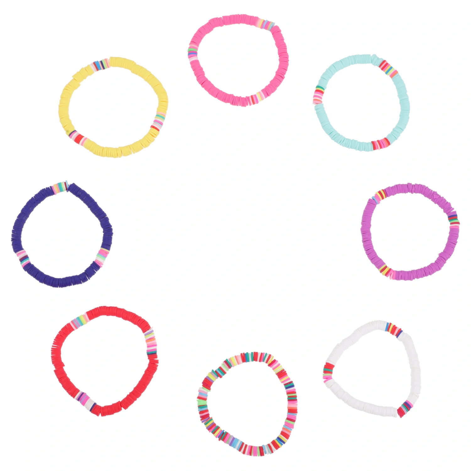8Pcs Polymer Clay Beads Bracelets Elastic Summer Beach Bracelet for Women Girls