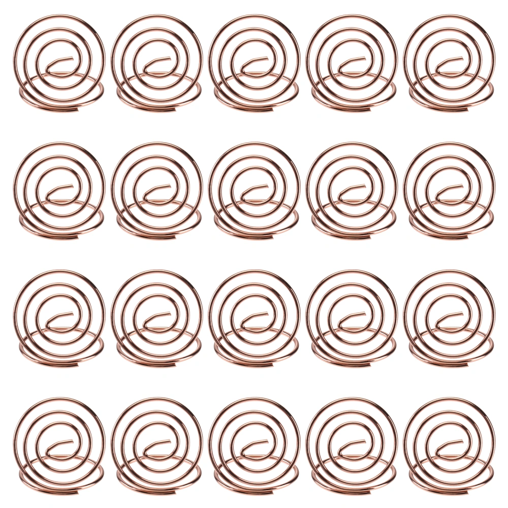 24 Pcs Stainless Steel Creative Ring Shape Holder Circle Stereo Note Pad Table Number Holders Menu Clips(Rose Gold)