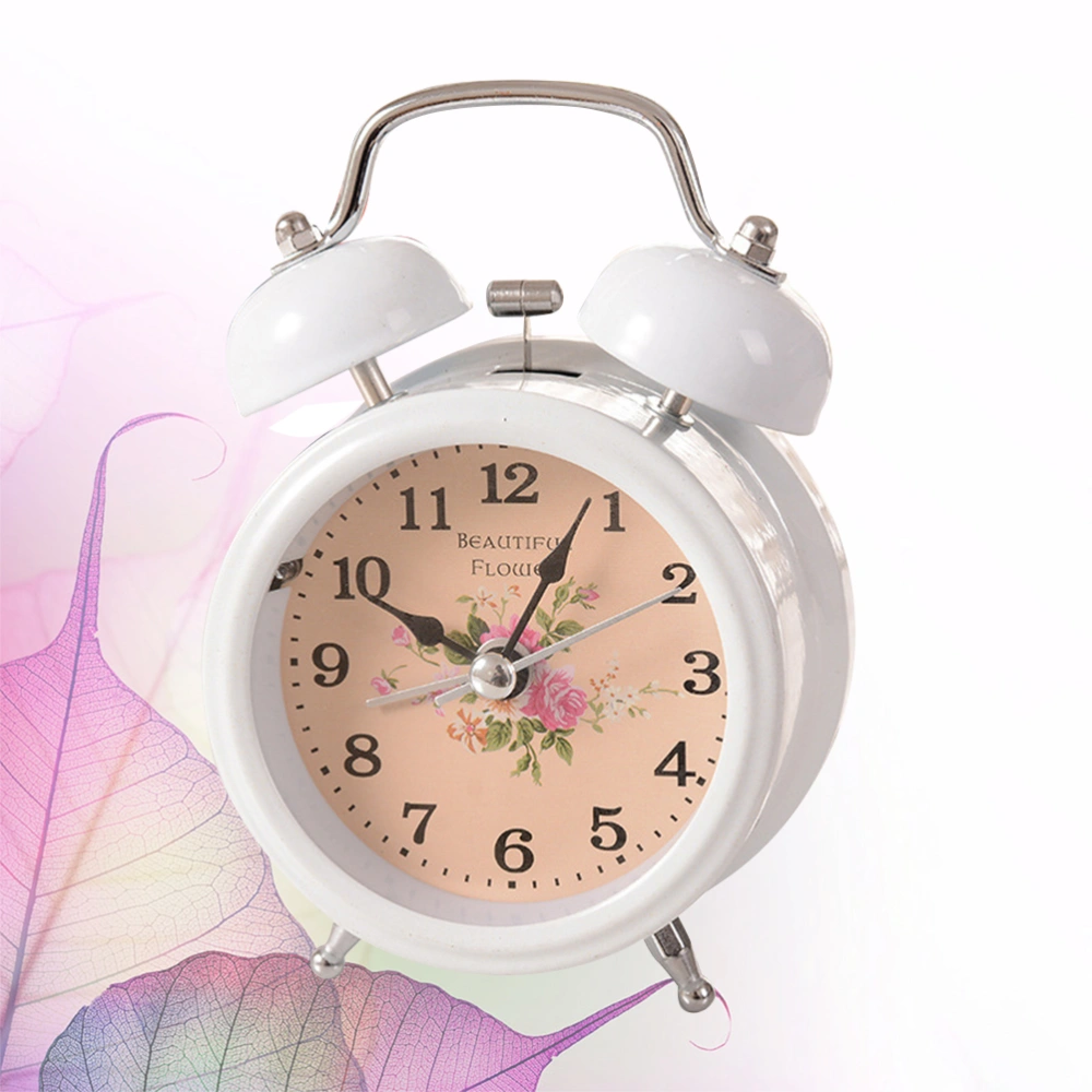 1PC Metal Alarm Clock Desktop Ring Bell Clock Fashion Alarm Clock with Night Light for Home Without Battery (Random Style)