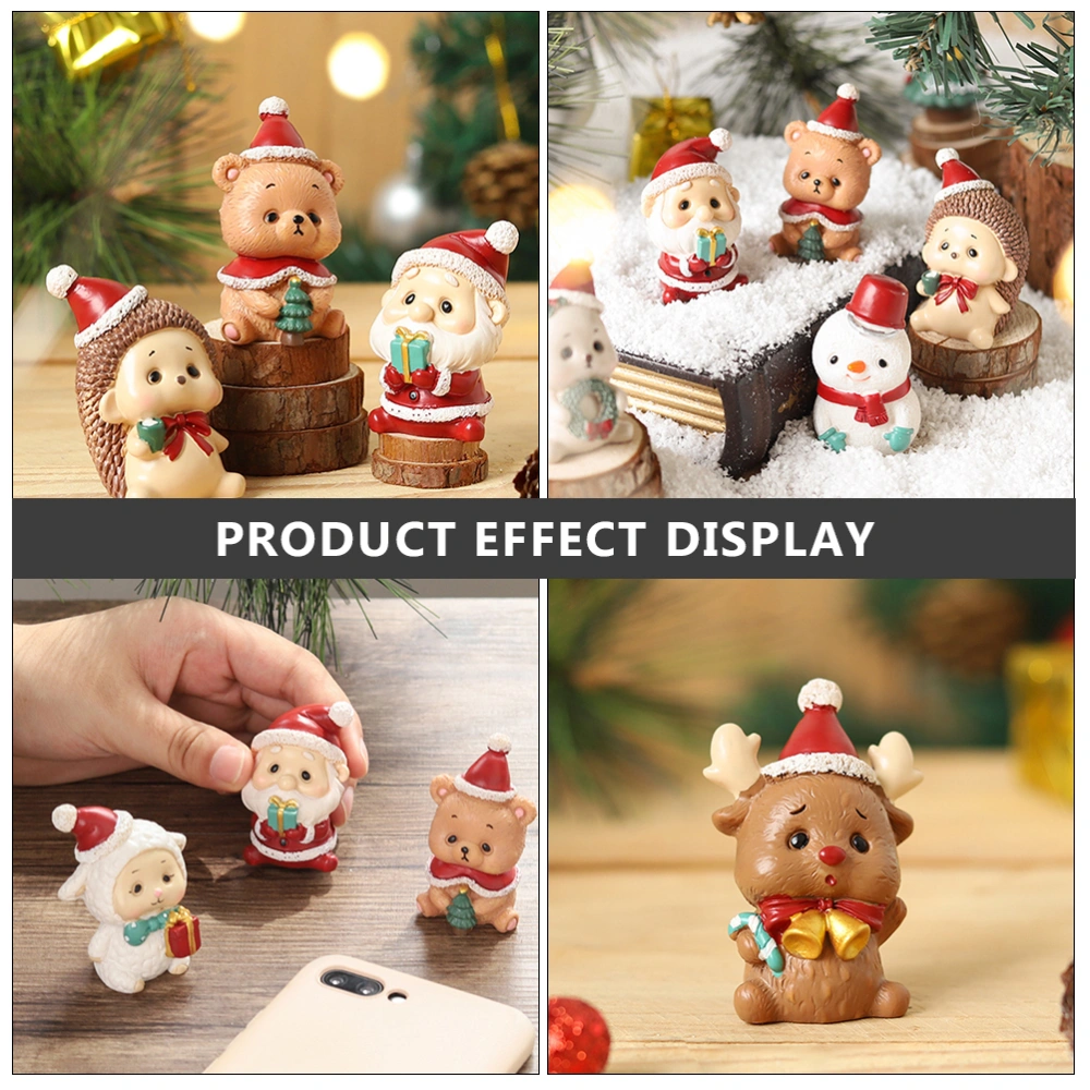 3Pcs Christmas Elements Adornment Resin Mini Figurine Desktop Landscape Ornament