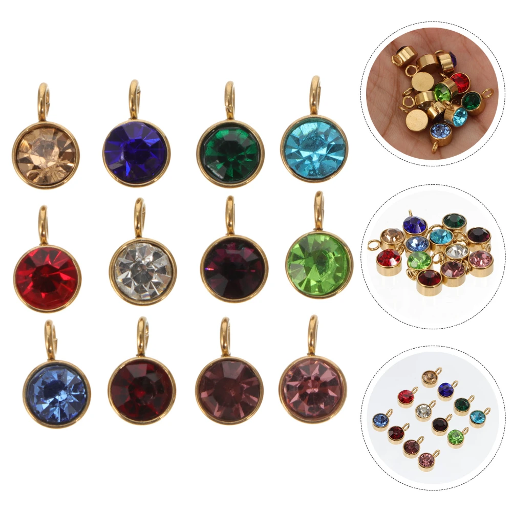 12Pcs DIY 12 Colors Birthstones Fashion Hanging Pendants DIY Jewelry Accessories