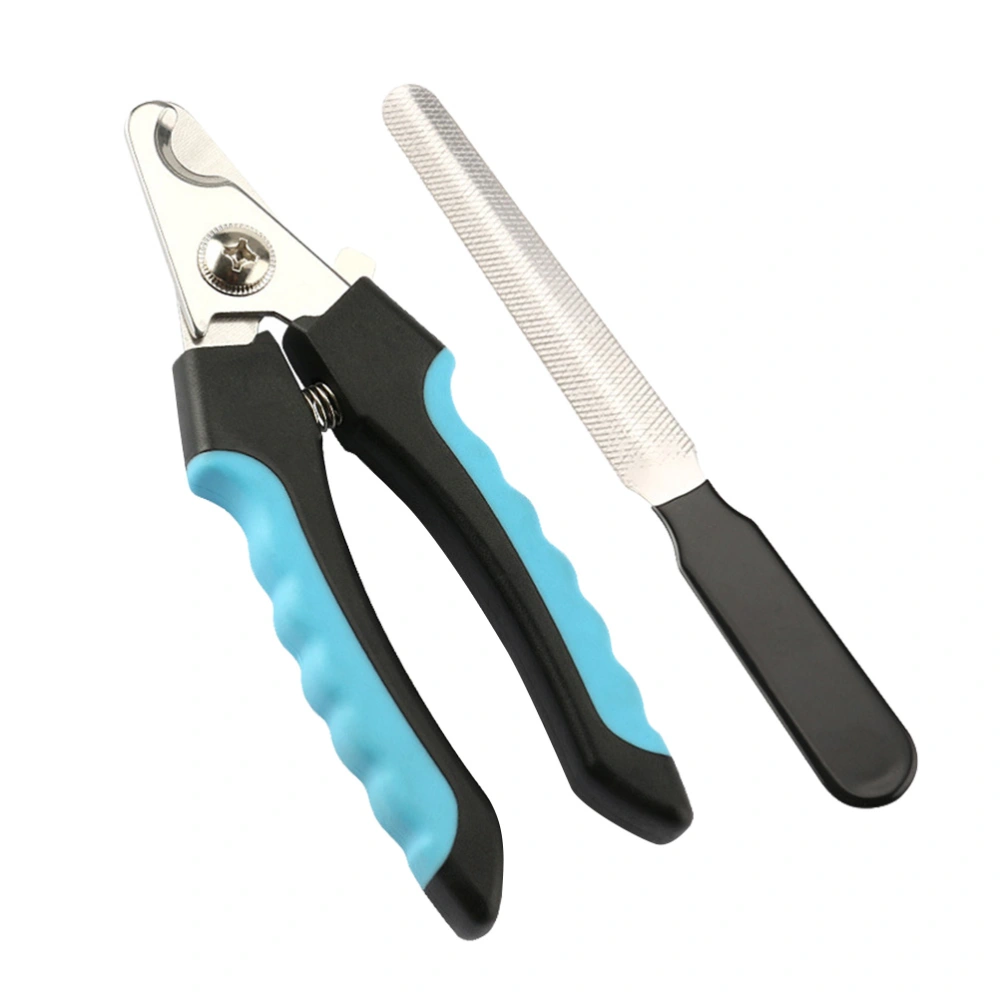 2Pc Stainless Steel Dog Nail Clipper Dogs Claw Cutter Cat Trimmers Puppy Nail Scissors with Nail File Pet Toe Grooming (Blue and Black)