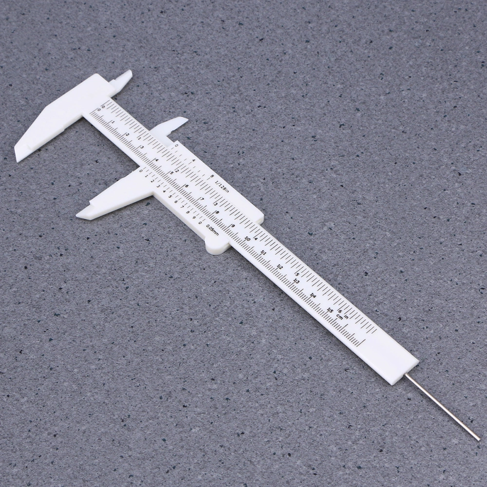 150mm 0.5mm Mini Vernier Caliper Metric Plastic Portable Sliding Pocket Caliper Ruler Measuring Tool (White)