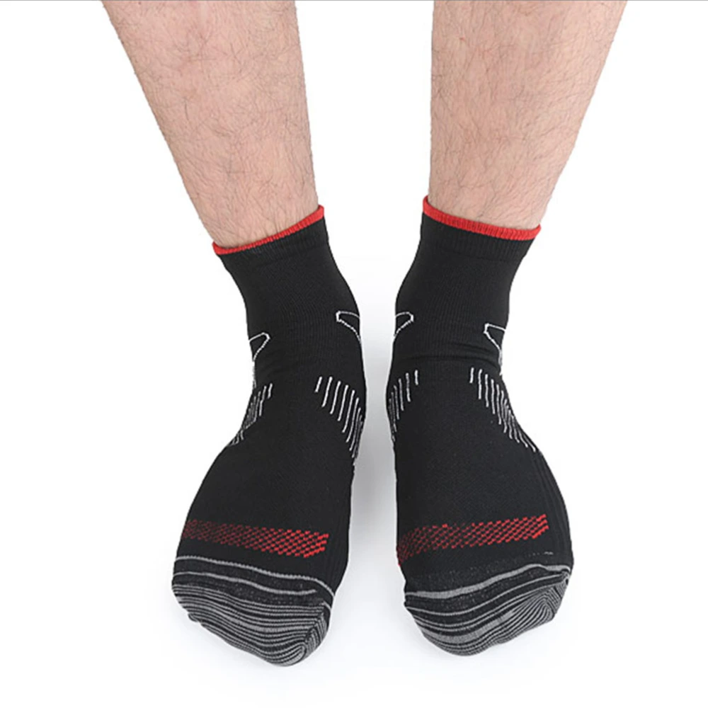 Men Socks Anti-Varicose Pressure Flight Socks Fasciitis Spurs Hosiery Breathable Sweat Absorbent Sports Socks Size S (Black and Red)