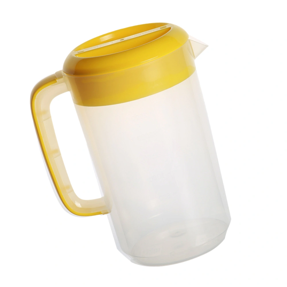 Large Capacity Milk Tea Measuring Kettle Beverage Storage Container With Lid Heat Resistant Cold Water Jug Plastic Juice Pitcher (2500ml Yellow)