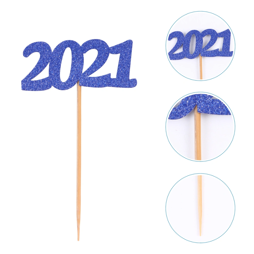 20pcs Stylish 2021 Paper Cake Toppers Dessert Decorations for New Year Party