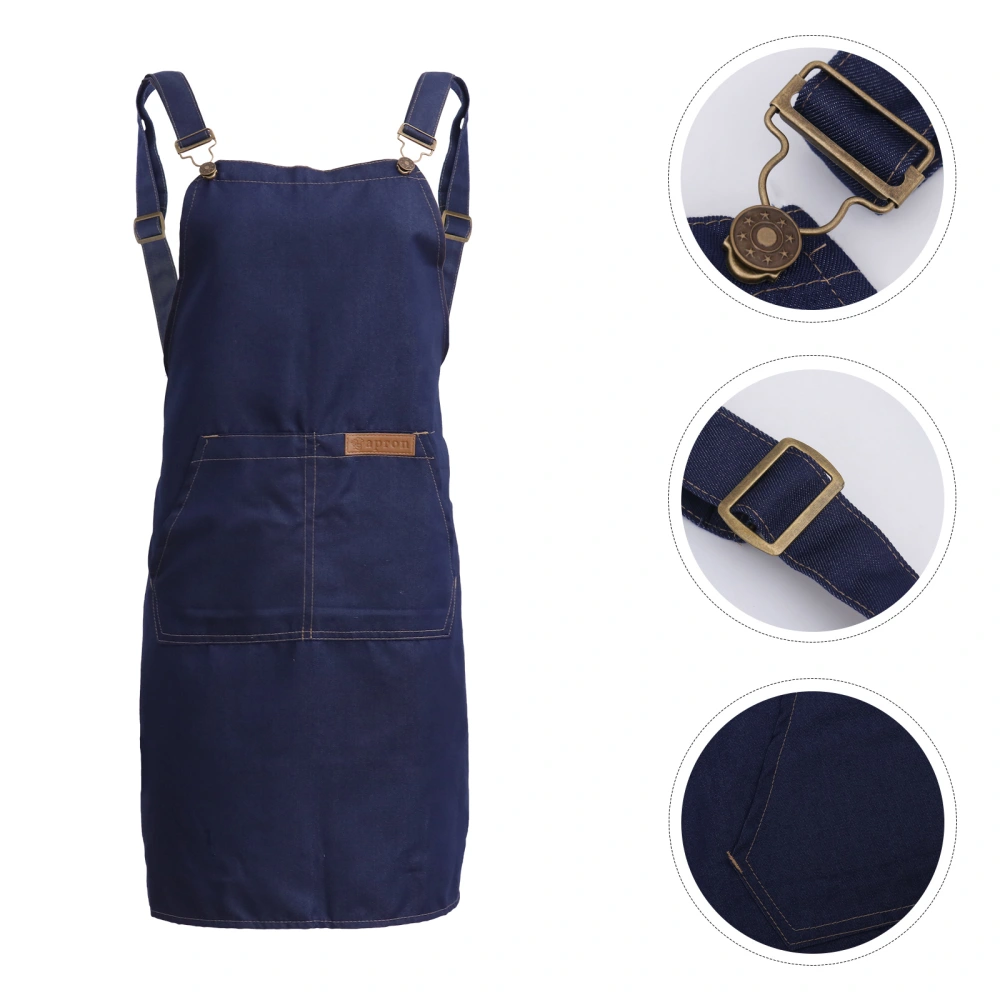 1Pc Durable Chef Apron Practical Kitchen Apron with Pocket for Cooking BBQ