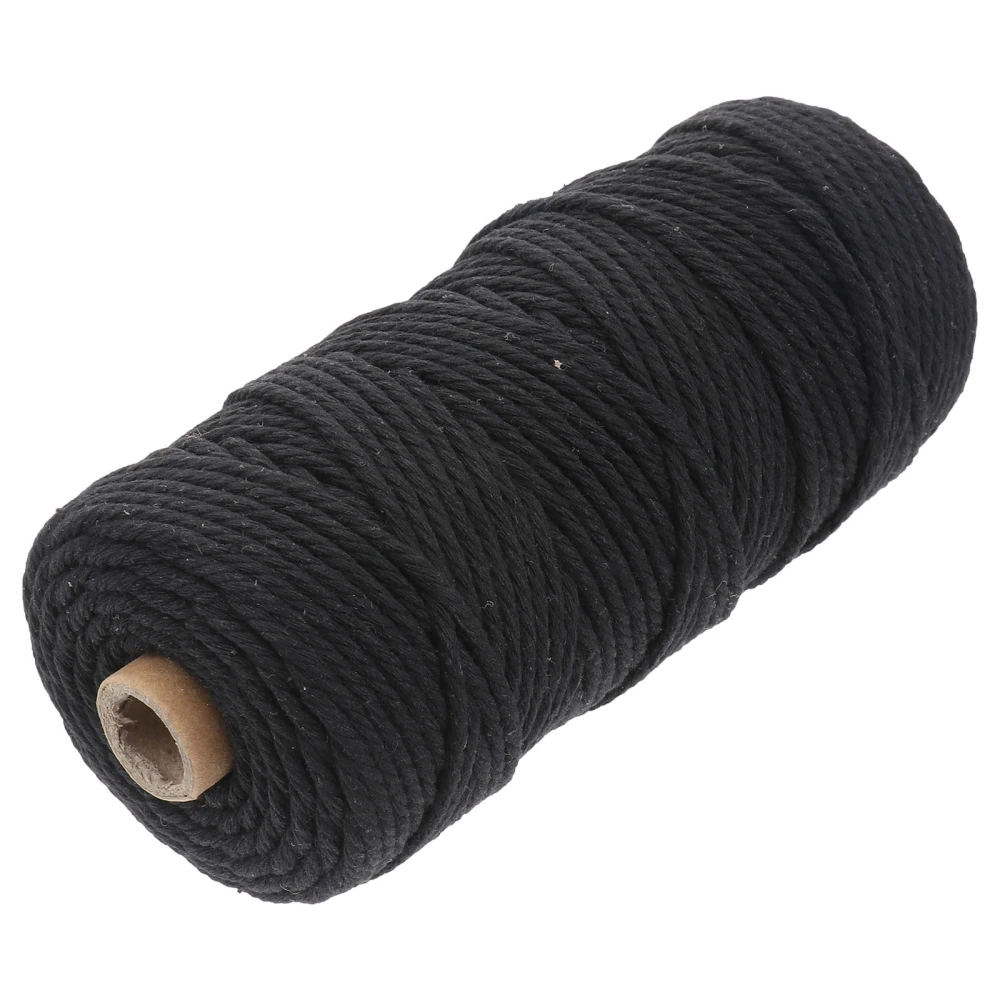 1PC 100M Long 3MM Wide Natural Cotton Thread Braided Cotton Rope Tapestry Knitting Thread Multi-purpose Manual Woven Rope for Hanging Carpet Craft Making (Black)