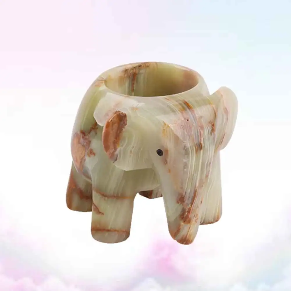 Elephant Shaped Candle Holder Desktop Decoration Creative Candlestick Candle Stand (3 Inches-Stripe)