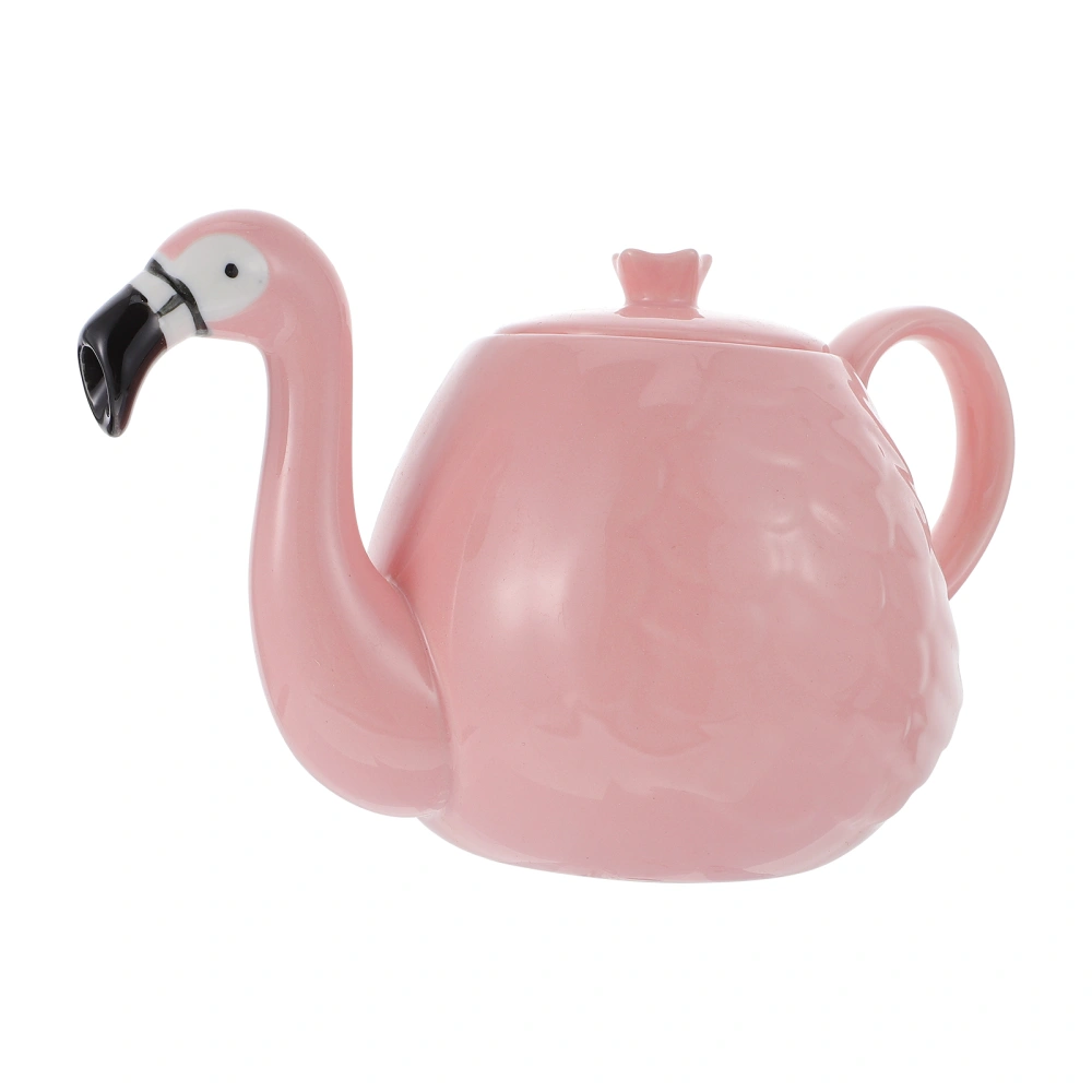 1PC Ceramics Flamingo Pattern Tea Pot Handle Heat Resistant Ceramics Teapot Creative Water Jar