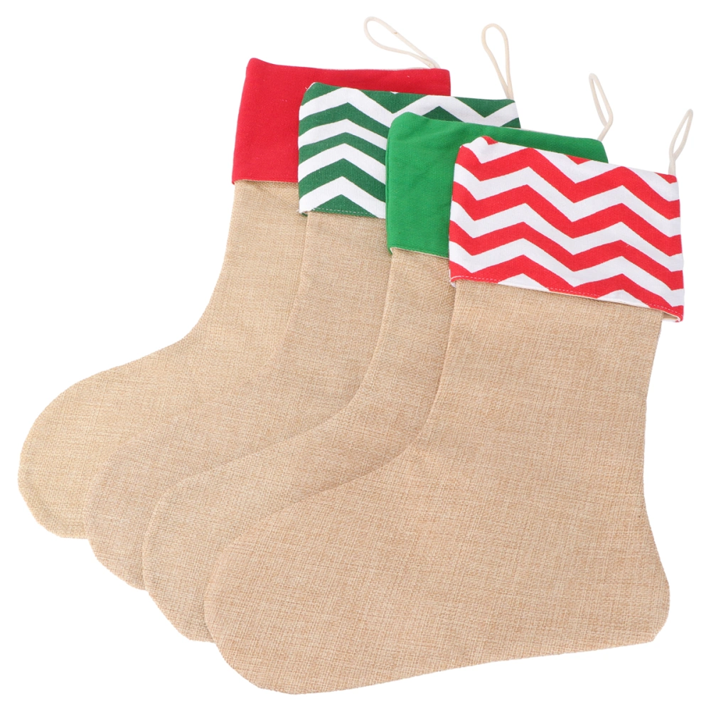 4pcs Christmas Stocking Xmas Gift Bag Sock Candy Sweets Hanging Pouch Santa Sock