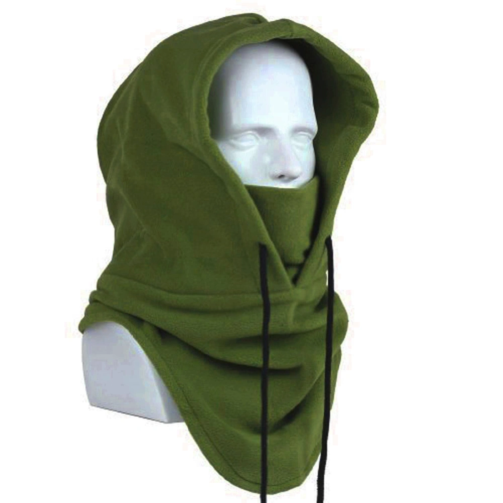 Windproof Hat Thickened Ski Face Mask Fleece Hood Sports Mask for Riding Skiing Mountaineering (Army Green)